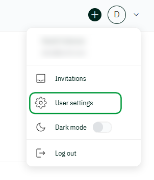 User Settings Dropdown